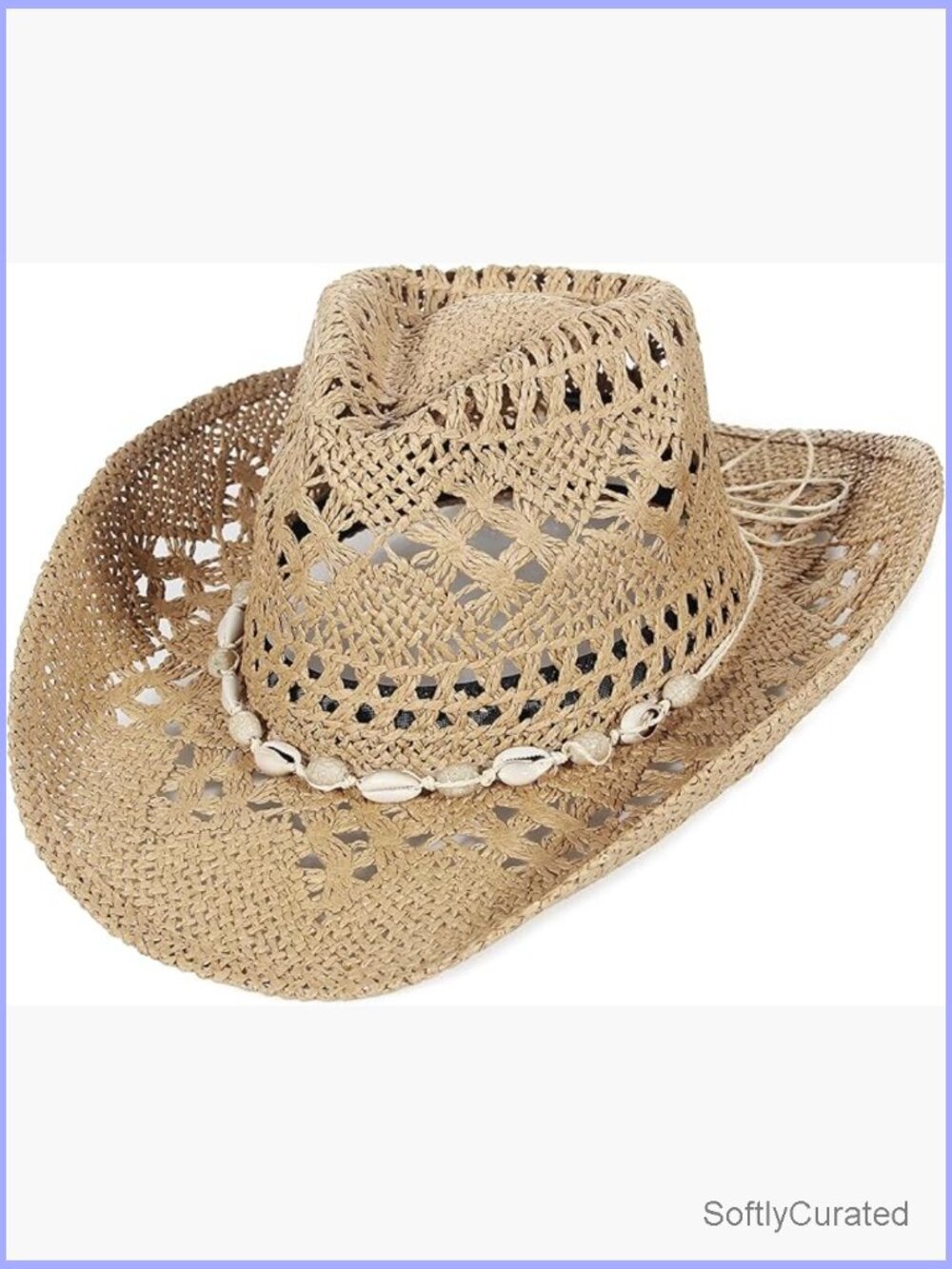 Wide Brim Straw Cowboy Hat with Gem Band for Women